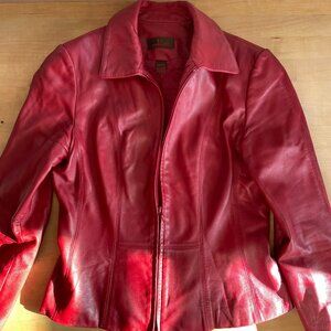 Women's Vintage Leather Jacket - Red